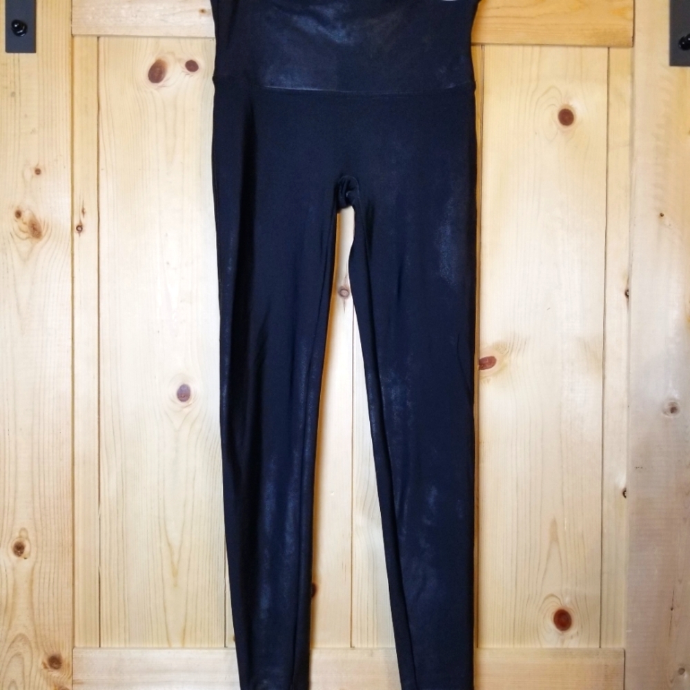 Spanx Black Faux Leather High Rise Full Length Leggings